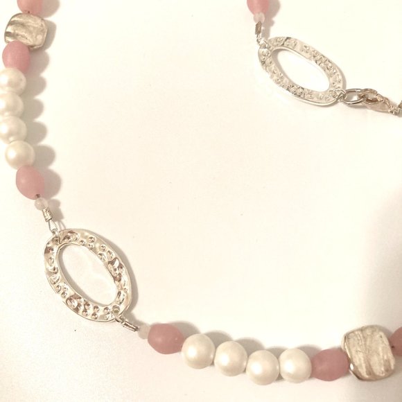 Pearls Necklace + Bracelet, Silver 925 Pink CUTE!! - Picture 3 of 7